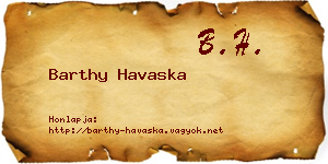 Barthy Havaska névjegykártya